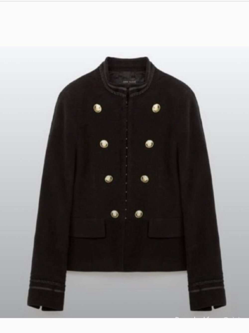 NEW - Zara xs Women’s Black Military-Style Double-Breasted Jacket